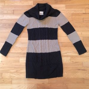 Pink Rose Taupe and Black Sweater Dress